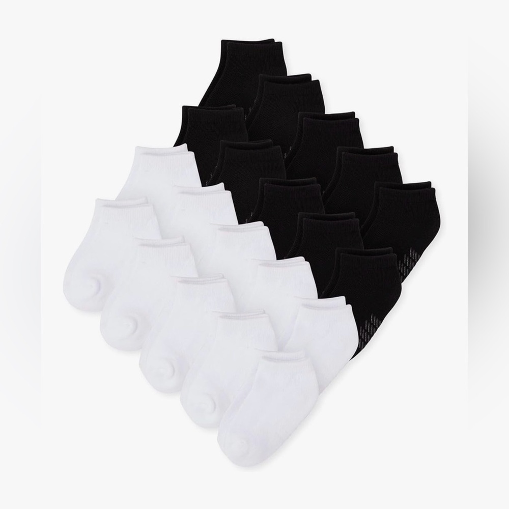 Black and White Ankle Socks - Pack of 20 Boys Toddler 4T-5T